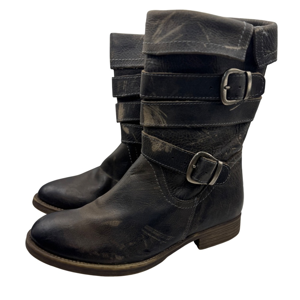 ROAN By Bed Stu Distressed‎ Leather Moto Biker Boots Multi Strap Size 7 Boho